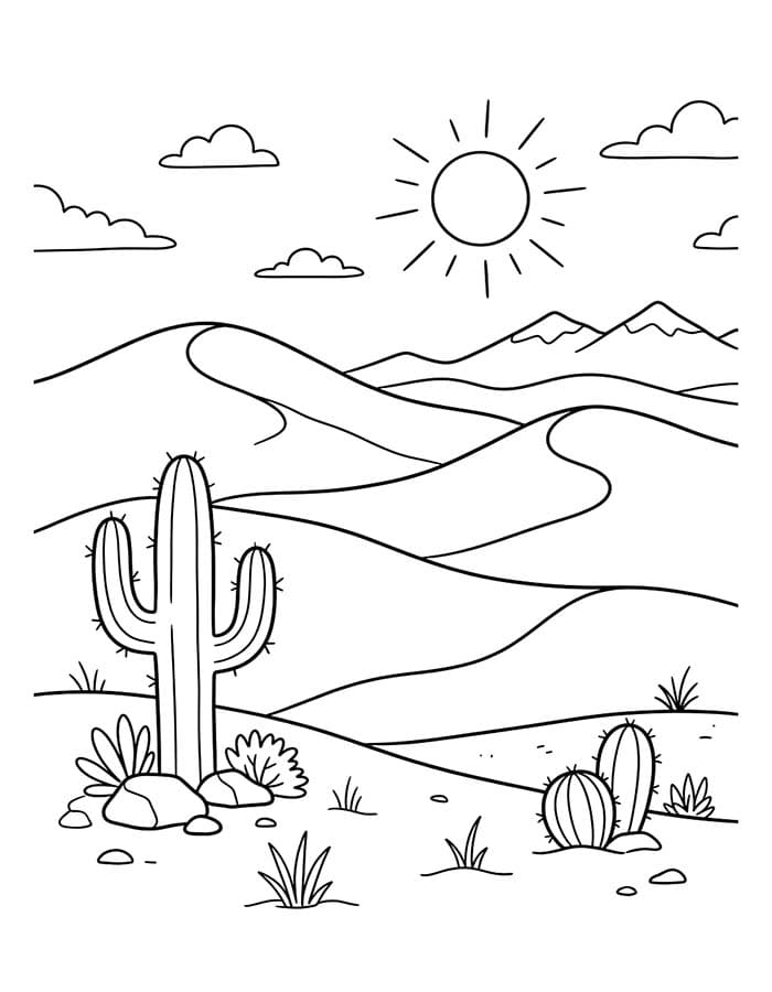 Fise de colorat cu Desenează Desert gratuit