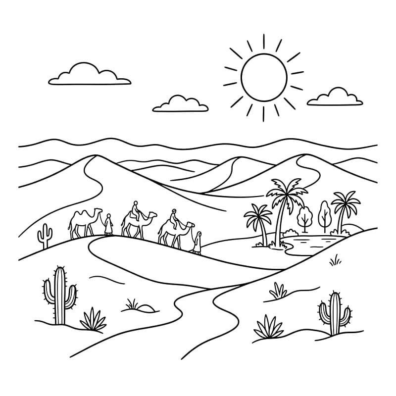 Fise de colorat cu Desenează Desert imprimabil gratuit