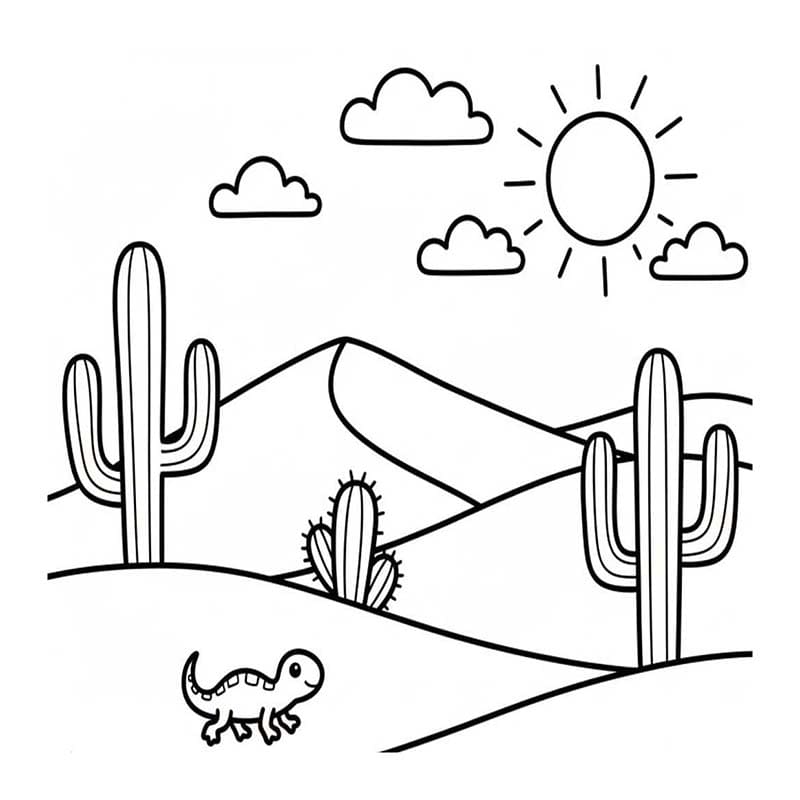 Fise de colorat cu Desenează Desert la copii