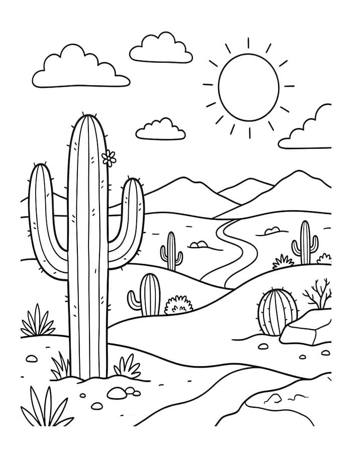 Fise de colorat cu Desenează Desert uşor
