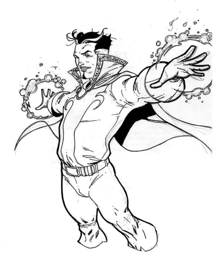 Fise de colorat cu Desenează Doctor Strange gratuit bazic