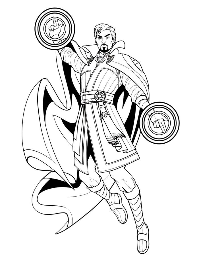 Fise de colorat cu Desenează Doctor Strange imprimabil gratuit