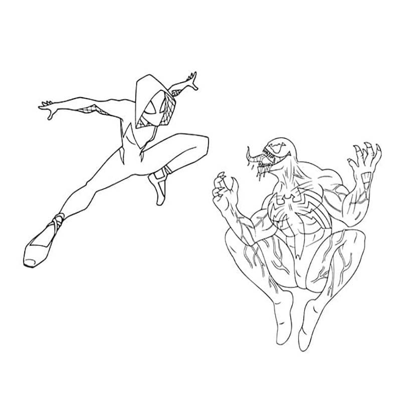 Fise de colorat cu Desenează Ghost Spider imprimabil bazic