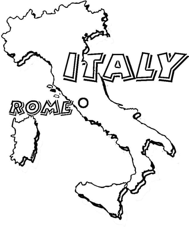 Fise de colorat cu Desenează Italia imprimabil gratuit bazic