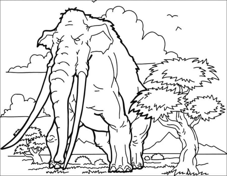Fise de colorat cu Desenează Mamut gratuit bazic