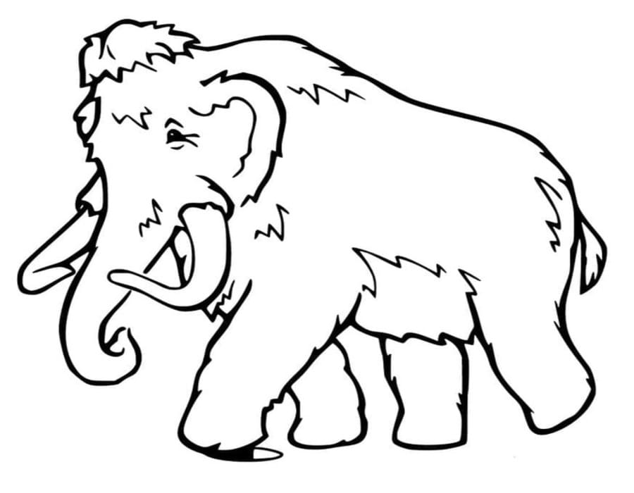 Fise de colorat cu Desenează Mamut gratuit simplu