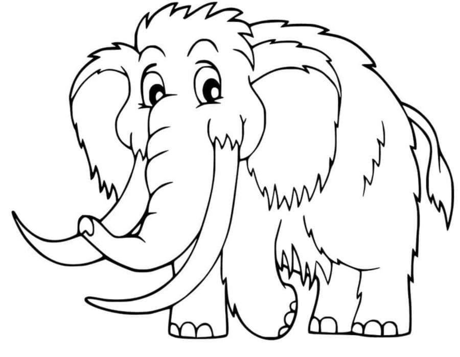 Fise de colorat cu Desenează Mamut gratuit uşor