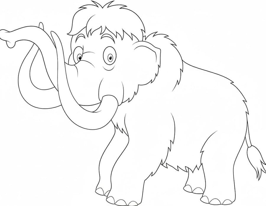 Fise de colorat cu Desenează Mamut imprimabil gratuit bazic