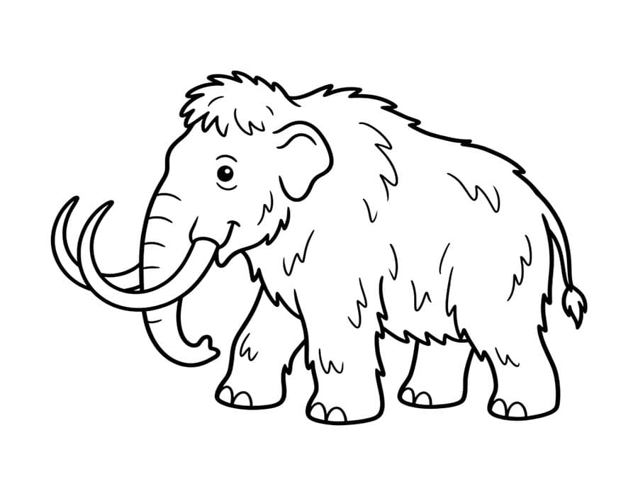 Fise de colorat cu Desenează Mamut imprimabil gratuit