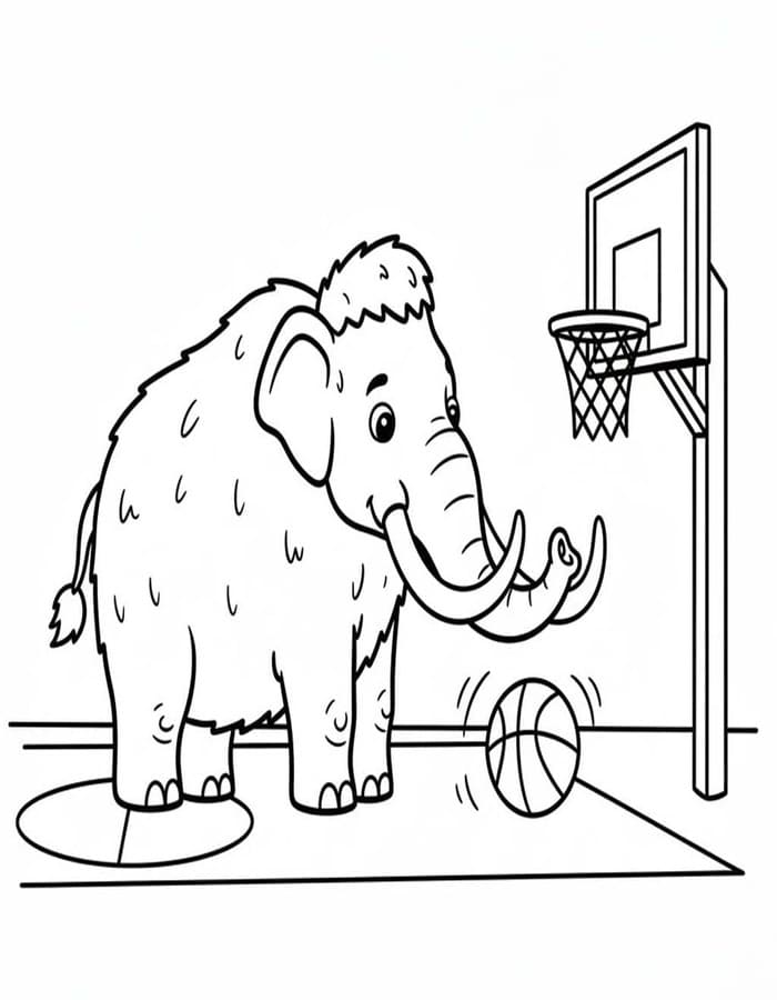 Fise de colorat cu Desenează Mamut la copii