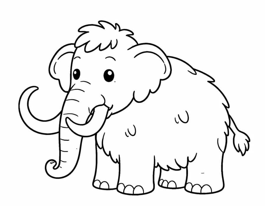 Fise de colorat cu Desenează Mamut uşor la copii