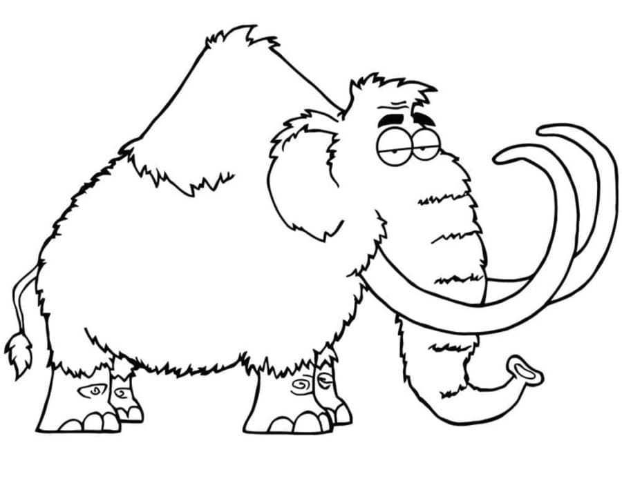 Fise de colorat cu Desenează Mamut uşor