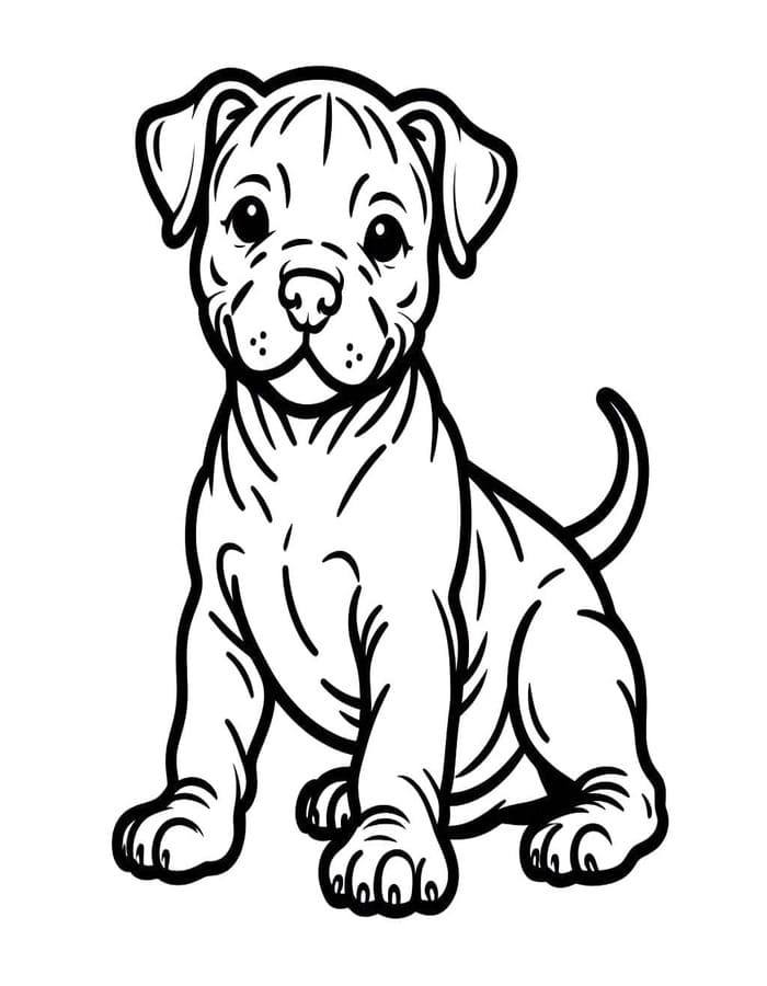 Fise de colorat cu Desenează Pitbull imprimabil pentru copii