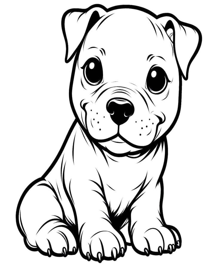 Fise de colorat cu Desenează Pitbull uşor
