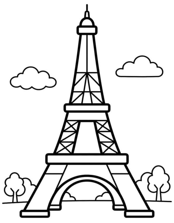 Fise de colorat cu Desenează Turnul Eiffel imprimabil gratuit