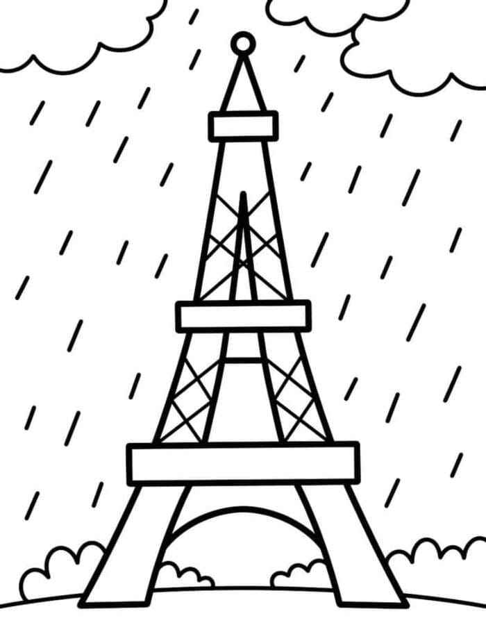 Fise de colorat cu Desenează Turnul Eiffel imprimabil pentru copii