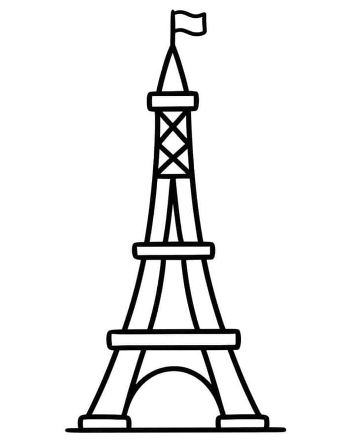 Fise de colorat cu Desenează Turnul Eiffel imprimabil