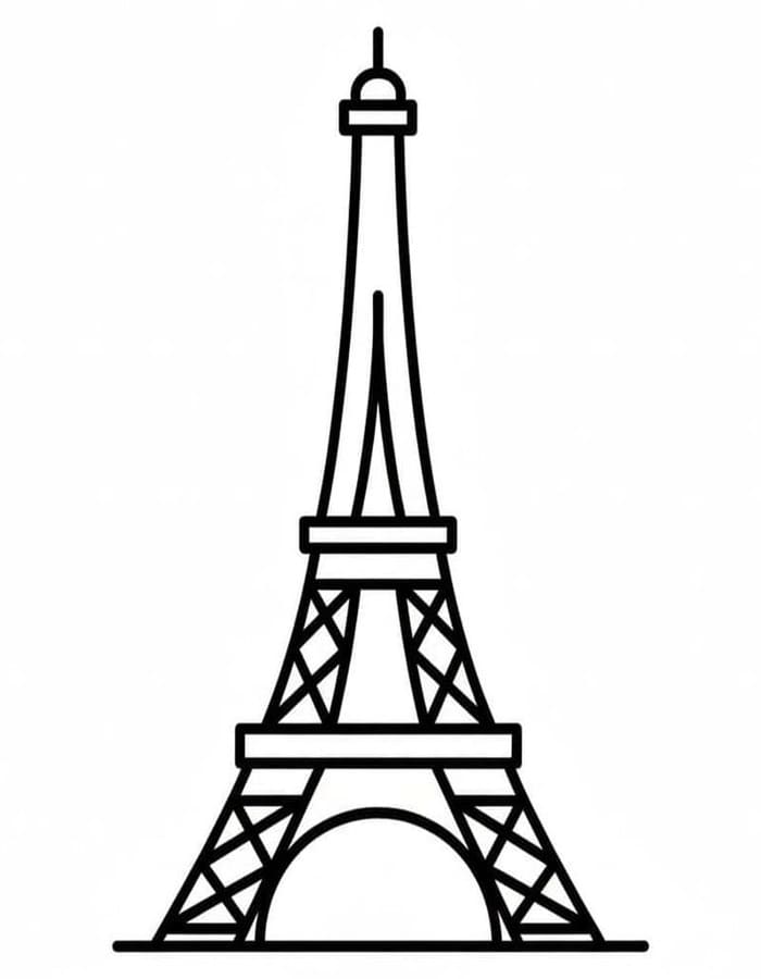 Fise de colorat cu Desenează Turnul Eiffel uşor la copii