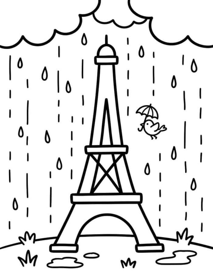 Fise de colorat cu Desenează Turnul Eiffel uşor