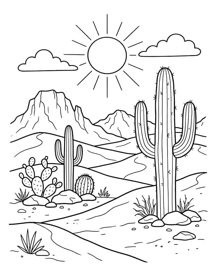Fise de colorat cu Desert gratuit bazic