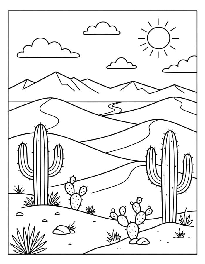 Fise de colorat cu Desert gratuit