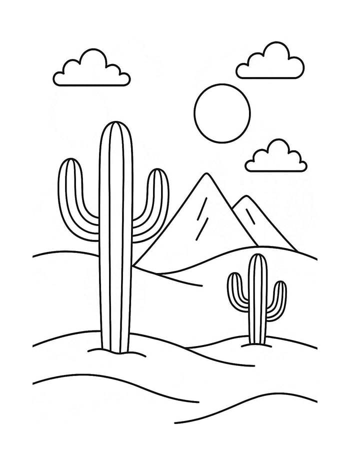 Fise de colorat cu Desert imprimabil gratuit simplu