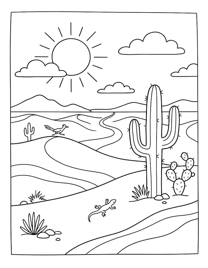 Fise de colorat cu Desert imprimabil gratuit