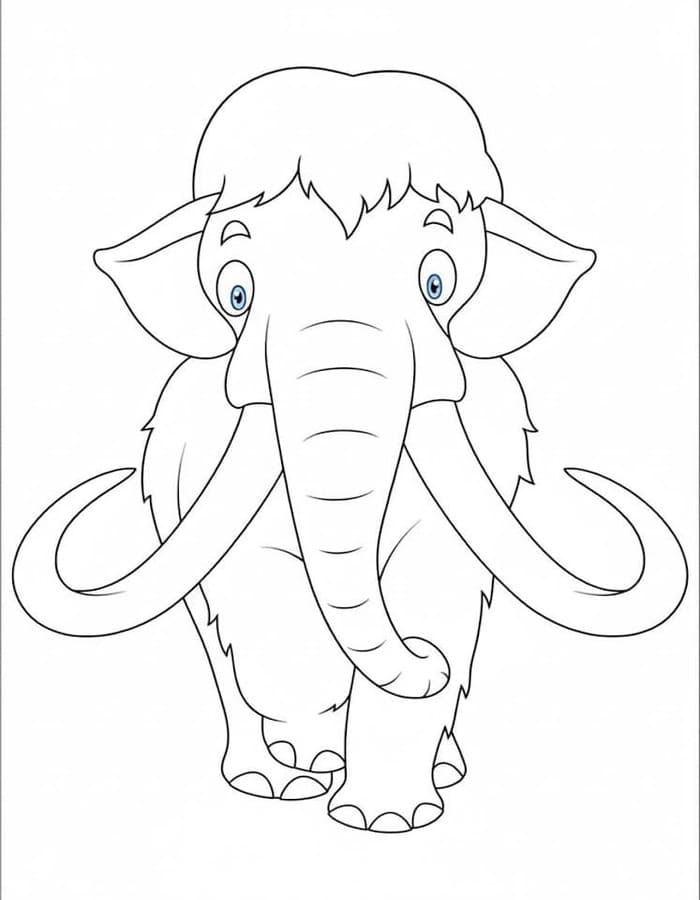 Fise de colorat cu Mamut gratuit bazic