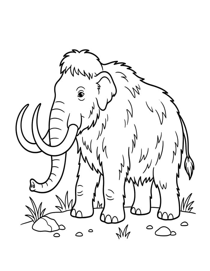 Fise de colorat cu Mamut gratuit uşor