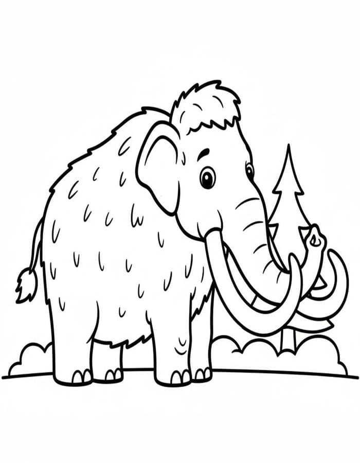 Fise de colorat cu Mamut imprimabil gratuit pentru copii