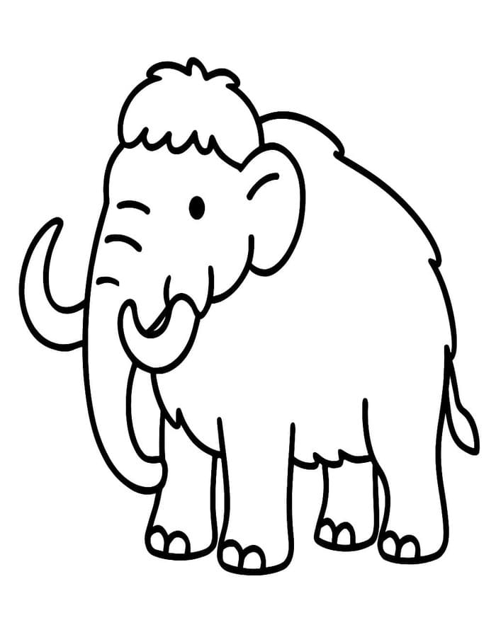 Fise de colorat cu Mamut imprimabil gratuit simplu