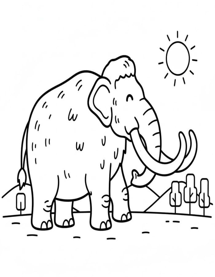 Fise de colorat cu Mamut imprimabil gratuit
