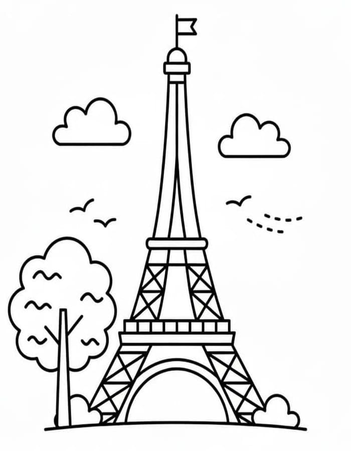 Planse de colorat cu Turnul Eiffel