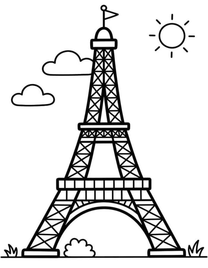 Fise de colorat cu Turnul Eiffel gratuit pentru copii