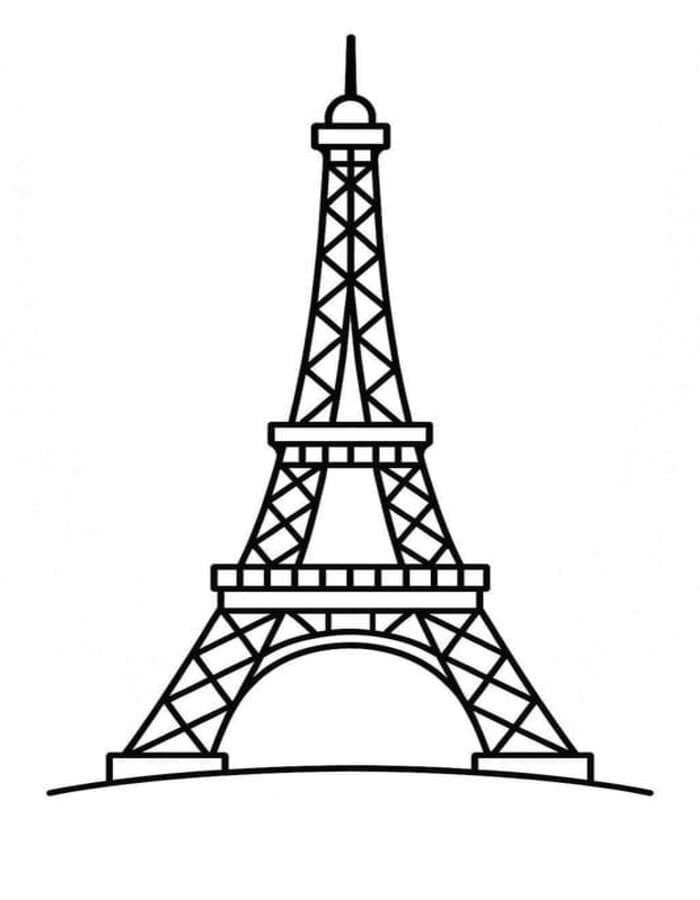 Fise de colorat cu Turnul Eiffel gratuit simplu