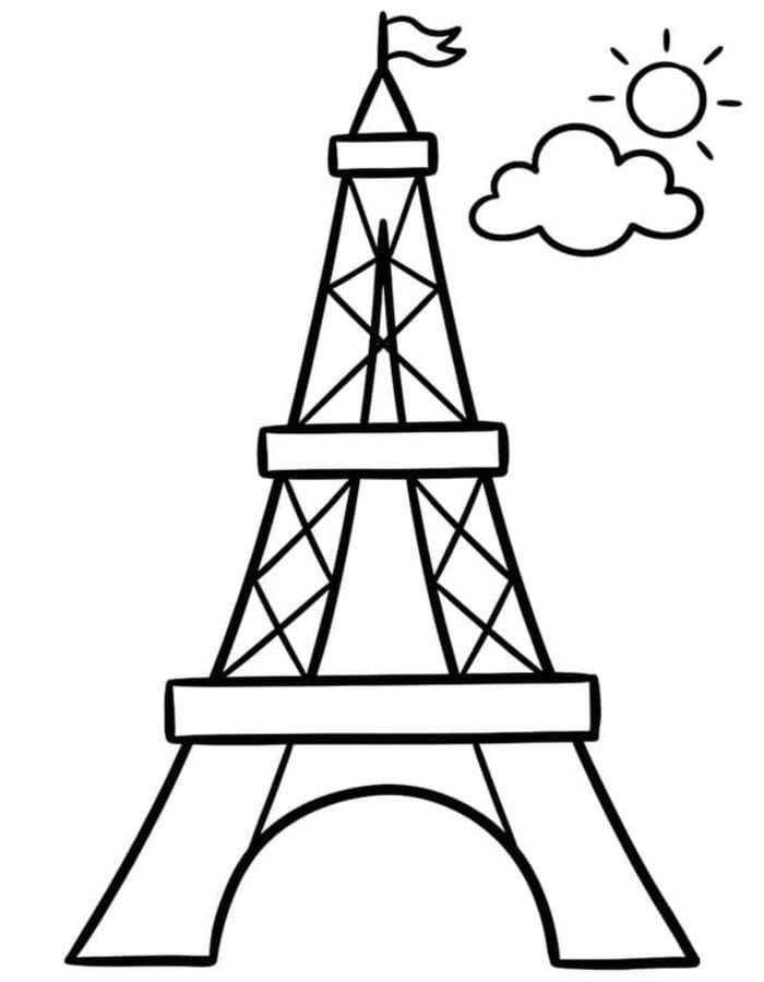 Fise de colorat cu Turnul Eiffel gratuit uşor
