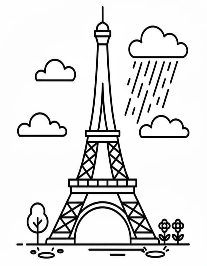 Fise de colorat cu Turnul Eiffel gratuit