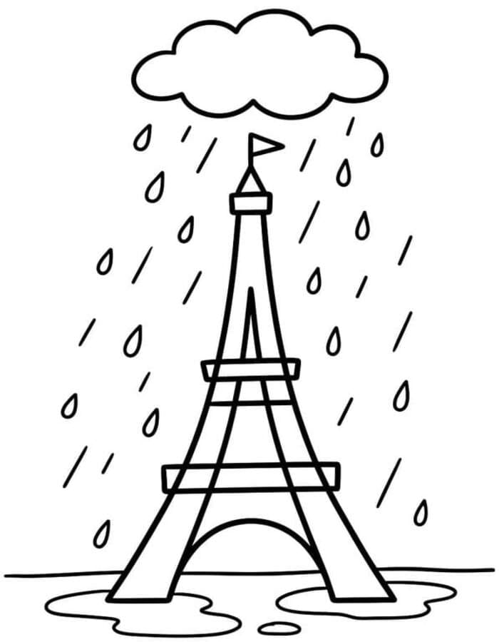 Fise de colorat cu Turnul Eiffel imprimabil bazic