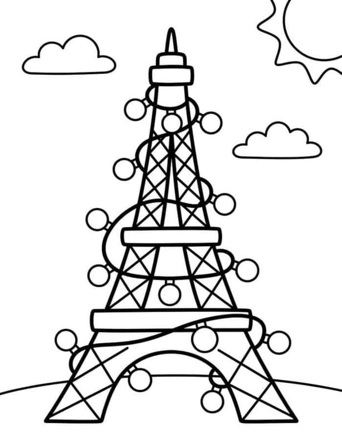 Fise de colorat cu Turnul Eiffel imprimabil gratuit bazic