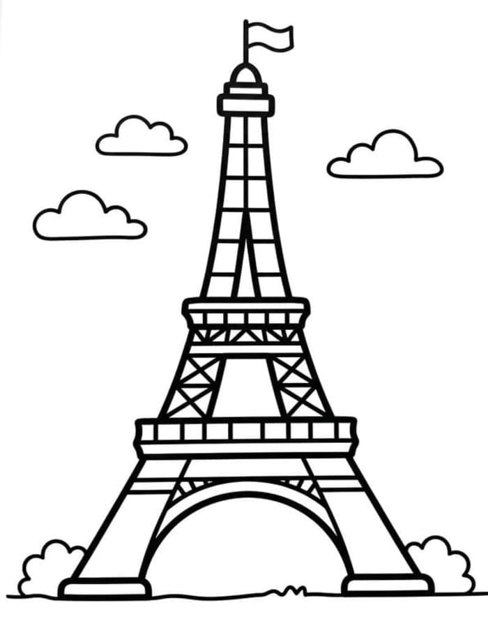 Fise de colorat cu Turnul Eiffel imprimabil gratuit pentru copii