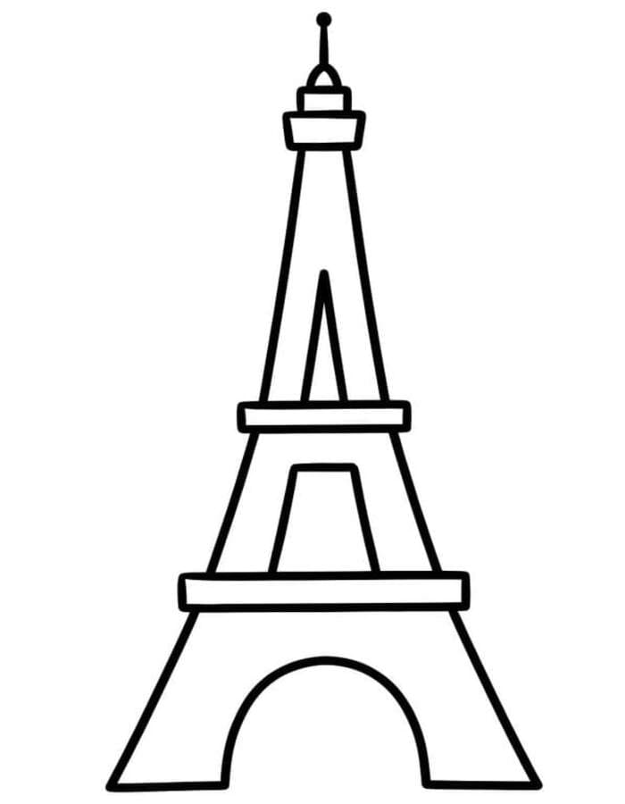 Fise de colorat cu Turnul Eiffel imprimabil gratuit uşor