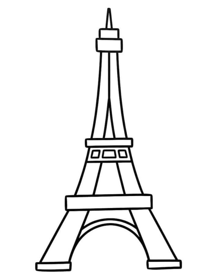 Fise de colorat cu Turnul Eiffel imprimabil simplu
