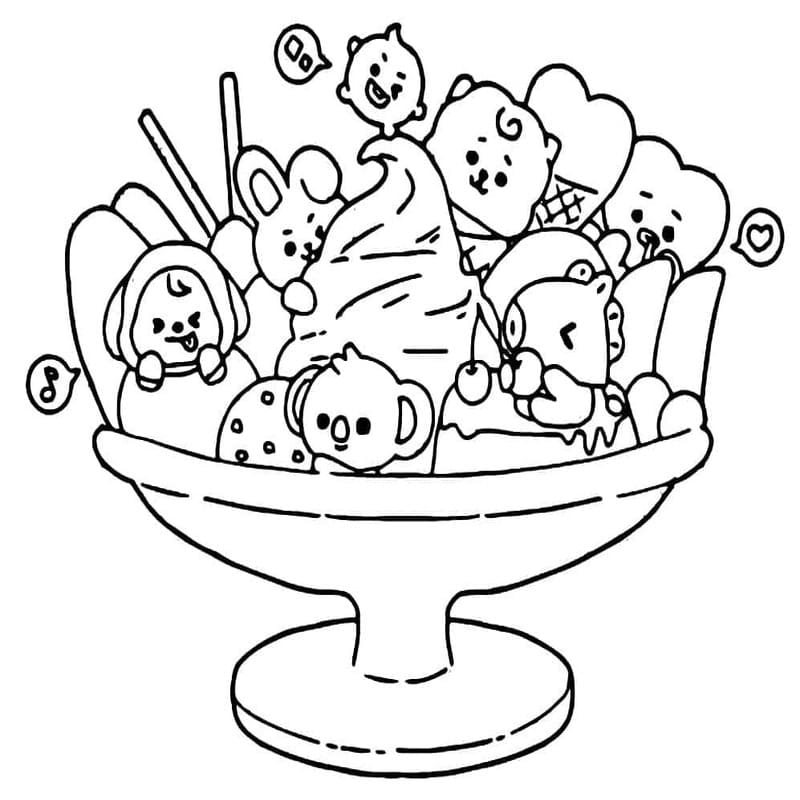 Fise de colorat cu BT21 imprimabil gratuit pentru copii