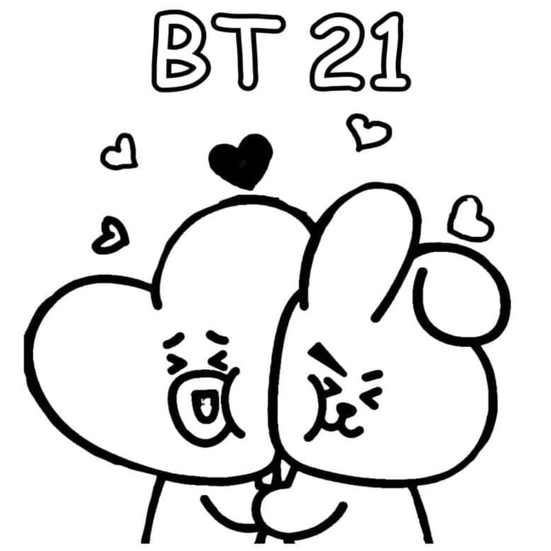 Fise de colorat cu BT21 uşor la copii