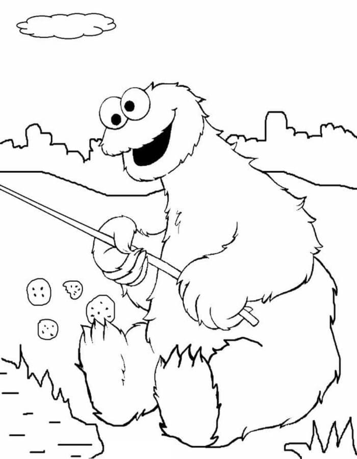 Fise de colorat cu Cookie Monster gratuit simplu