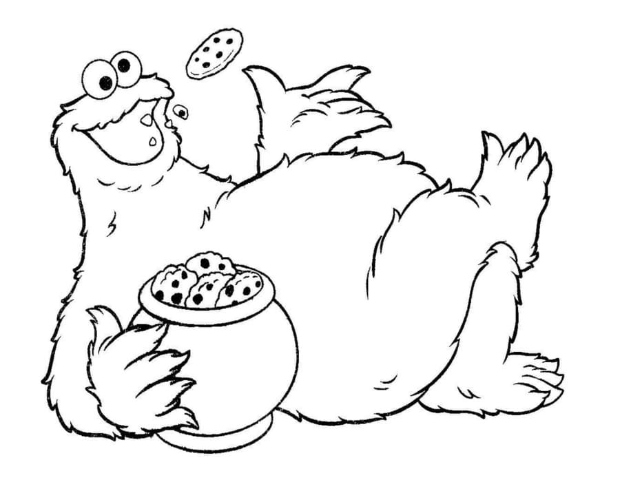 Fise de colorat cu Cookie Monster imprimabil gratuit uşor