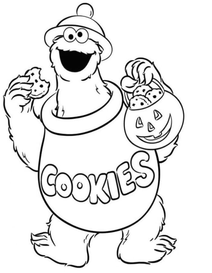 Fise de colorat cu Cookie Monster imprimabil pentru copii