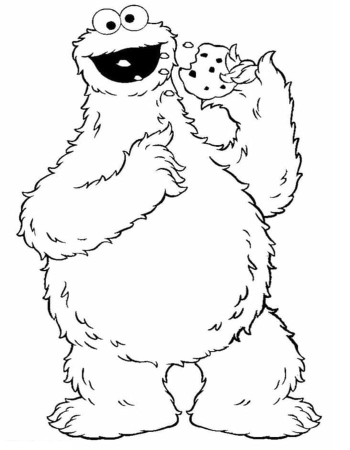Fise de colorat cu Cookie Monster imprimabil simplu