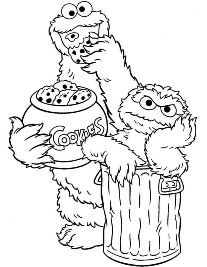 Fise de colorat cu Cookie Monster pentru copii