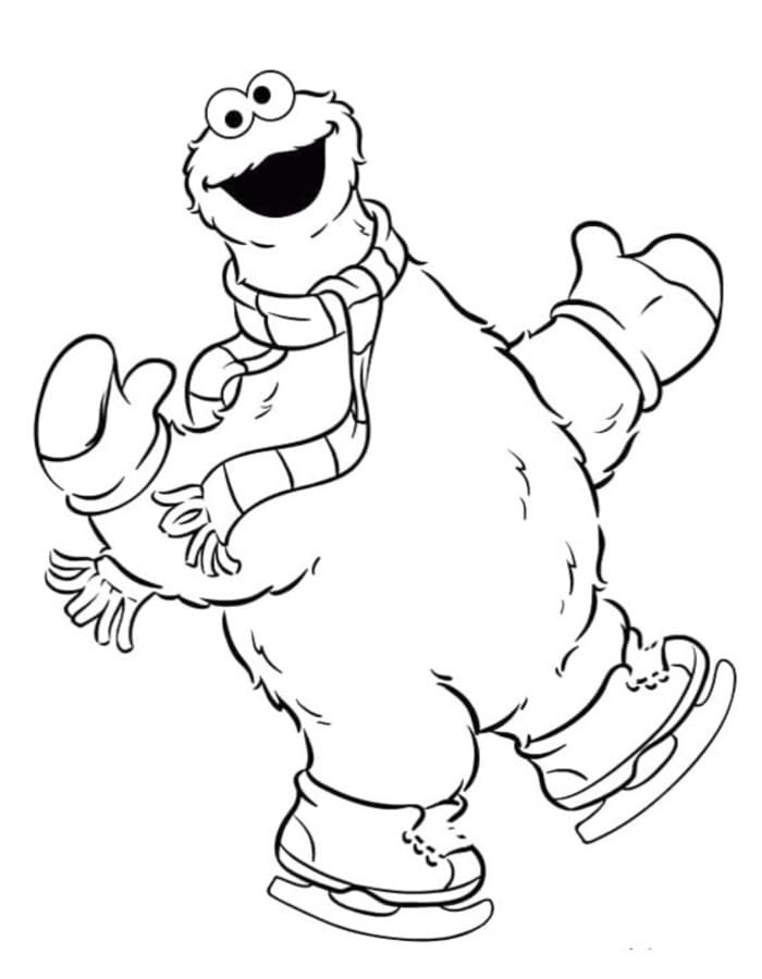 Fise de colorat cu Cookie Monster simplu la copii